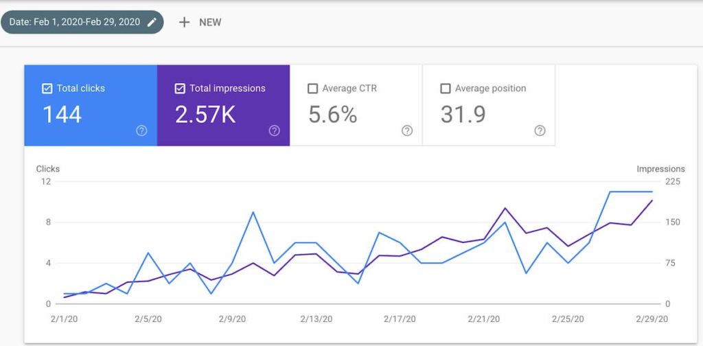 month two google search console - Diet Niche Case Study